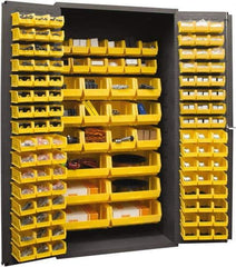 Durham - 126 Bin Storage Cabinet - Steel, 36" Wide x 24" Deep x 72" High, Yellow - Eagle Tool & Supply
