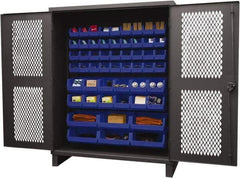 Durham - 54 Bin Storage Cabinet - Steel, 60" Wide x 24" Deep x 78" High, Blue - Eagle Tool & Supply