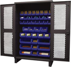 Durham - 42 Bin Storage Cabinet - Steel, 48" Wide x 24" Deep x 78" High, Blue - Eagle Tool & Supply