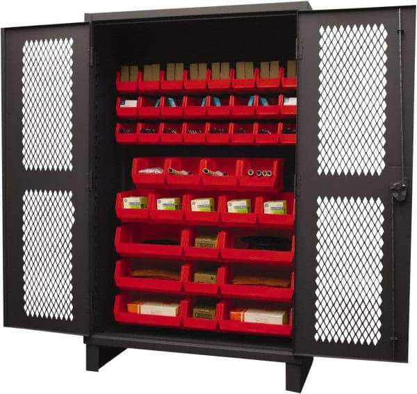 Durham - 42 Bin Storage Cabinet - Steel, 48" Wide x 24" Deep x 78" High, Red - Eagle Tool & Supply