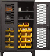 Durham - 2 Shelf 24 Bin Storage Cabinet - Steel, 48" Wide x 24" Deep x 78" High, Yellow - Eagle Tool & Supply