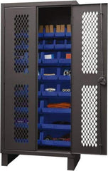Durham - 30 Bin Storage Cabinet - Steel, 36" Wide x 24" Deep x 78" High, Yellow - Eagle Tool & Supply