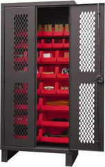 Durham - 30 Bin Storage Cabinet - Steel, 36" Wide x 24" Deep x 78" High, Red - Eagle Tool & Supply