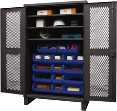 Durham - 3 Shelf 18 Bin Storage Cabinet - Steel, 48" Wide x 24" Deep x 78" High, Blue - Eagle Tool & Supply