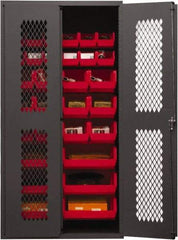 Durham - 30 Bin Storage Cabinet - Steel, 36" Wide x 18" Deep x 72" High, Red - Eagle Tool & Supply