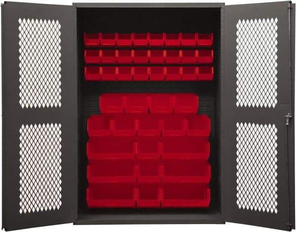 Durham - 42 Bin Storage Cabinet - Steel, 48" Wide x 24" Deep x 72" High, Red - Eagle Tool & Supply