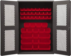 Durham - 42 Bin Storage Cabinet - Steel, 48" Wide x 24" Deep x 72" High, Red - Eagle Tool & Supply