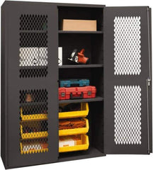 Durham - 3 Shelf 6 Bin Storage Cabinet - Steel, 48" Wide x 24" Deep x 72" High, Yellow - Eagle Tool & Supply