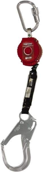Miller - 6' Long, 400 Lb Capacity, Vectran/Polyester Fall Limiter - Aluminum Locking Rebar Hook Connector, Aluminum Carabiner Connector, Black - Eagle Tool & Supply