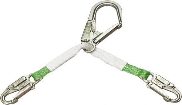 Miller - 2.92' Long, 310 Lb Capacity, 1 Leg Locking Snap Hook Harness Positioning/Restraint Lanyard - 1-1/2" Diam, Polyester Webbing, Locking Snap Hook Anchorage Connection - Eagle Tool & Supply