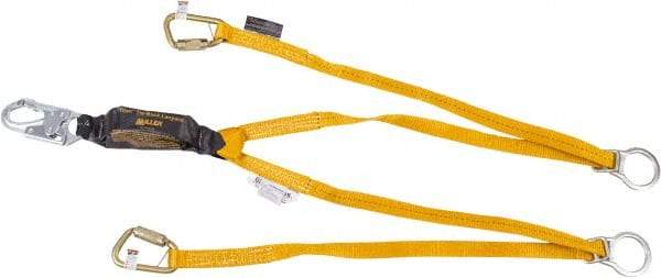Miller - 6' Long, 310 Lb Capacity, 2 Leg Locking Snap Hook Harness Shock Absorbing Lanyard - 1-1/2" Diam, Polyester Webbing, Locking Snap Hook Anchorage Connection - Eagle Tool & Supply