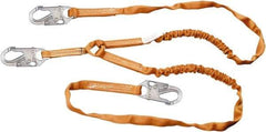Miller - 6' Long, 310 Lb Capacity, 2 Leg Locking Snap Hook Harness Shock Absorbing Lanyard - 1-1/2" Diam, Polyester Webbing, Locking Snap Hook Anchorage Connection - Eagle Tool & Supply