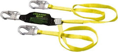 Miller - 6' Long, 310 Lb Capacity, 2 Leg Locking Snap Hook Harness Shock Absorbing Lanyard - 1-1/2" Diam, Polyester Webbing, Locking Snap Hook Anchorage Connection - Eagle Tool & Supply