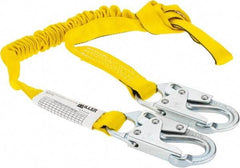 Miller - 6' Long, 310 Lb Capacity, 1 Leg Locking Snap Hook Harness Shock Absorbing Lanyard - 1-1/2" Diam, Polyester Webbing, Locking Snap Hook Anchorage Connection - Eagle Tool & Supply