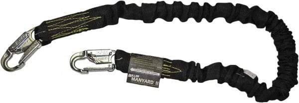Miller - 6' Long, 310 Lb Capacity, 1 Leg Locking Snap Hook Harness Shock Absorbing Lanyard - 1-1/2" Diam, Kevlar Webbing, Locking Snap Hook Anchorage Connection, Safe for Arc Flash Work - Eagle Tool & Supply