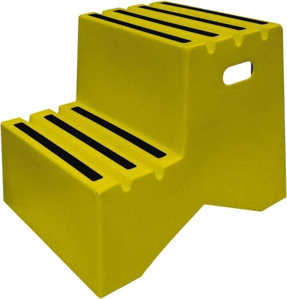 Diversified Plastics - 19-1/2" High x 18-1/8" Wide x 24-1/2" Deep, Yellow Step Stool - 500 Lb Capacity - Eagle Tool & Supply