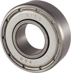 Nice - 1/2" Bore Diam, 1-3/8" OD, Double Shield Precision Ground Radial Ball Bearing - 7/16" Wide, 1 Row, Round Bore, 850 Lb Static Capacity, 1,878 Lb Dynamic Capacity - Eagle Tool & Supply