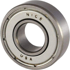 Nice - 5/16" Bore Diam, 7/8" OD, Double Shield Precision Ground Radial Ball Bearing - 9/32" Wide, 1 Row, Round Bore, 255 Lb Static Capacity, 644 Lb Dynamic Capacity - Eagle Tool & Supply