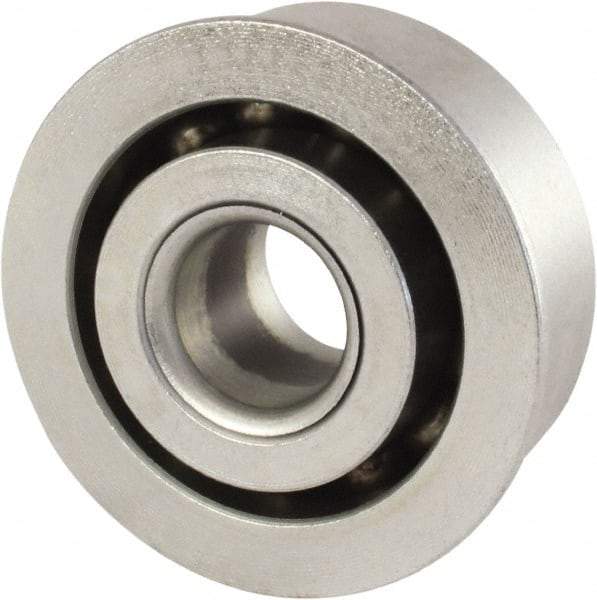 Nice - 1/2" Bore Diam, 1-3/4" OD, Open Unground Full Complement Radial Ball Bearing - 5/8" Wide, With Flange, 1 Row, Round Bore, 1,400 Lb Dynamic Capacity - Eagle Tool & Supply
