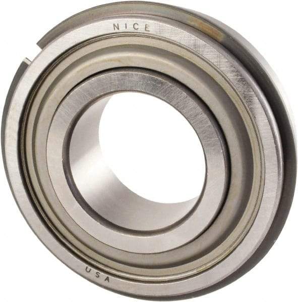 Nice - 1-1/4" Bore Diam, 2-9/16" OD, Double Seal Precision Ground Radial Ball Bearing - 3/4" Wide, 1 Row, Round Bore, 2,620 Lb Static Capacity, 5,360 Lb Dynamic Capacity - Eagle Tool & Supply