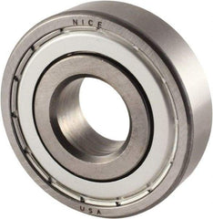 Nice - 3/4" Bore Diam, 2" OD, Double Shield Semi Ground Extra Light Radial Ball Bearing - 9/16" Wide, 1 Row, Round Bore, 1,350 Lb Static Capacity, 1,480 Lb Dynamic Capacity - Eagle Tool & Supply