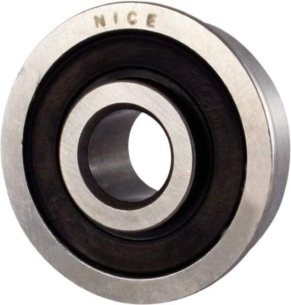 Nice - 5/16" Bore Diam, 7/8" OD, Double Seal Semi Ground Extra Light Radial Ball Bearing - 11/32" Wide, With Flange, 1 Row, Round Bore, 255 Lb Static Capacity, 325 Lb Dynamic Capacity - Eagle Tool & Supply