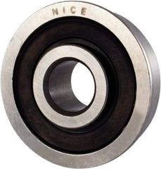 Nice - 3/8" Bore Diam, 1-1/8" OD, Double Seal Semi Ground Extra Light Radial Ball Bearing - 3/8" Wide, With Flange, 1 Row, Round Bore, 475 Lb Static Capacity, 600 Lb Dynamic Capacity - Eagle Tool & Supply