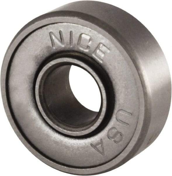 Nice - 5/16" Bore Diam, 7/8" OD, Double Shield Semi Ground Extra Light Radial Ball Bearing - 9/32" Wide, 1 Row, Round Bore, 255 Lb Static Capacity, 325 Lb Dynamic Capacity - Eagle Tool & Supply