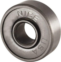 Nice - 3/16" Bore Diam, 11/16" OD, Double Shield Semi Ground Extra Light Radial Ball Bearing - 1/4" Wide, 1 Row, Round Bore, 170 Lb Static Capacity, 255 Lb Dynamic Capacity - Eagle Tool & Supply