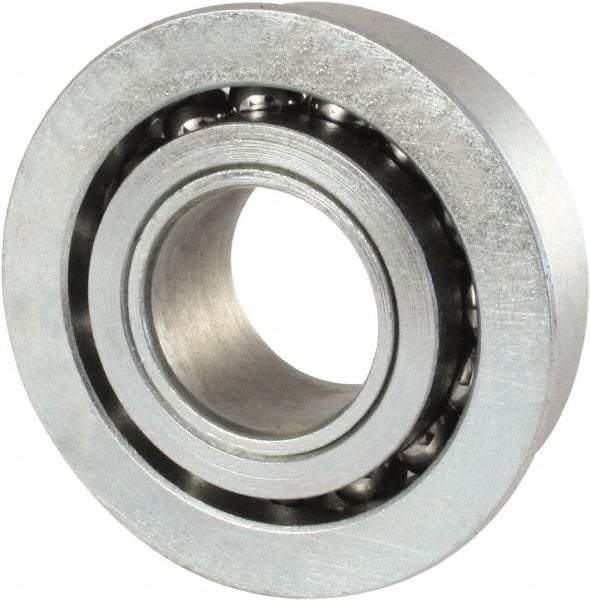 Nice - 5/8" Bore Diam, 1-1/2" OD, Open Unground Full Complement Radial Ball Bearing - 31/64" Wide, With Flange, 1 Row, Round Bore, 1,328 Lb Dynamic Capacity - Eagle Tool & Supply