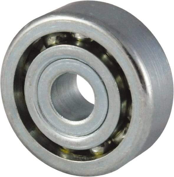 Nice - 3/8" Bore Diam, 1-1/16" OD, Open Unground Full Complement Radial Ball Bearing - 3/8" Wide, 1 Row, Round Bore, 635 Lb Dynamic Capacity - Eagle Tool & Supply