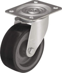 Blickle - 4" Diam x 1-37/64" Wide x 4-59/64" OAH Top Plate Mount Swivel Caster - Silicone Rubber, 220 Lb Capacity, Plain Bore Bearing, 3-15/16 x 3-3/8" Plate - Eagle Tool & Supply