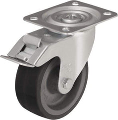 Blickle - 5" Diam x 1-37/64" Wide x 5-7/8" OAH Top Plate Mount Swivel Caster - Silicone Rubber, 264 Lb Capacity, Plain Bore Bearing, 3-15/16 x 3-3/8" Plate - Eagle Tool & Supply