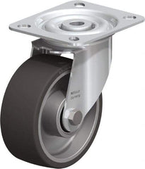 Blickle - 4" Diam x 1-9/16" Wide x 4-59/64" OAH Top Plate Mount Swivel Caster - Polyurethane-Elastomer, 220 Lb Capacity, Ball Bearing, 3-15/16 x 3-3/8" Plate - Eagle Tool & Supply
