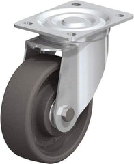 Blickle - 6" Diam x 2" Wide x 7-1/2" OAH Top Plate Mount Swivel Caster - Heat-Resistant Nylon, 770 Lb Capacity, Ball Bearing, 5-1/2 x 4-3/8" Plate - Eagle Tool & Supply