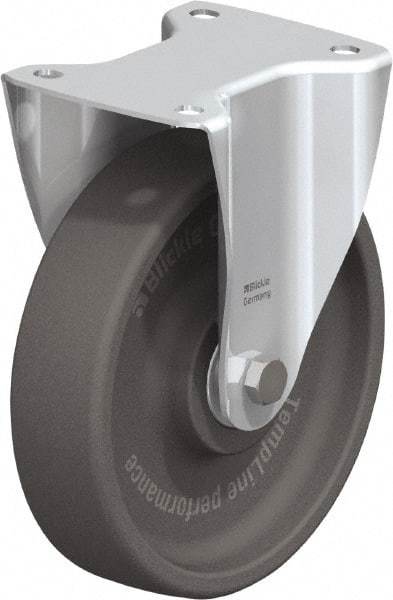 Blickle - 8" Diam x 2" Wide x 9-1/4" OAH Top Plate Mount Rigid Caster - Heat-Resistant Nylon, 770 Lb Capacity, Ball Bearing, 5-1/2 x 4-3/8" Plate - Eagle Tool & Supply