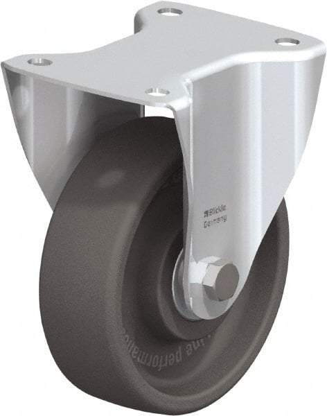 Blickle - 6" Diam x 2" Wide x 7-1/2" OAH Top Plate Mount Rigid Caster - Heat-Resistant Nylon, 770 Lb Capacity, Ball Bearing, 5-1/2 x 4-3/8" Plate - Eagle Tool & Supply