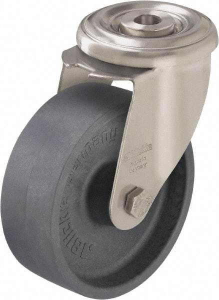 Blickle - 4" Diam x 1-1/2" Wide x 4-59/64" OAH Hollow Kingpin Mount Swivel Caster - Heat-Resistant Nylon, 330 Lb Capacity, Plain Bore Bearing, Hollow Kingpin Stem - Eagle Tool & Supply