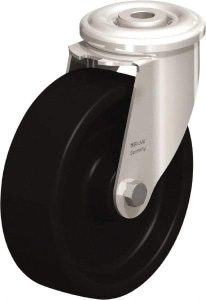 Blickle - 5" Diam x 1-37/64" Wide x 5-29/32" OAH Hollow Kingpin Mount Swivel Caster - Heat-Resistant Phenolic Resin, 330 Lb Capacity, Plain Bore Bearing, Hollow Kingpin Stem - Eagle Tool & Supply