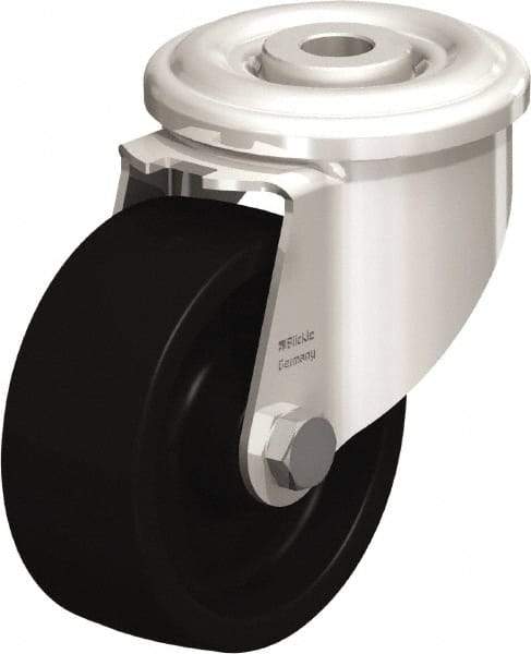 Blickle - 3" Diam x 1-1/4" Wide x 4" OAH Hollow Kingpin Mount Swivel Caster - Heat-Resistant Phenolic Resin, 220 Lb Capacity, Plain Bore Bearing, Hollow Kingpin Stem - Eagle Tool & Supply