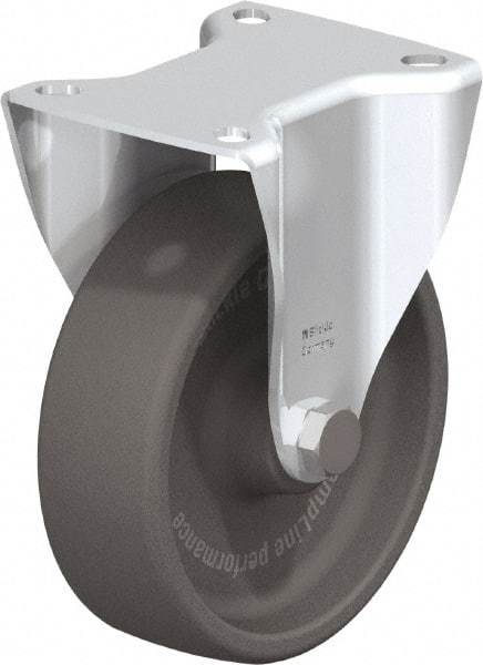 Blickle - 5" Diam x 1-9/16" Wide x 5-7/8" OAH Top Plate Mount Rigid Caster - Heat-Resistant Nylon, 660 Lb Capacity, Plain Bore Bearing, 3-15/16 x 3-3/8" Plate - Eagle Tool & Supply
