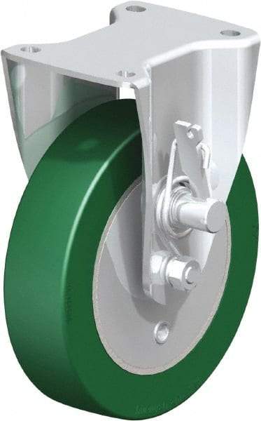 Blickle - 8" Diam x 2" Wide x 9-41/64" OAH Top Plate Mount Rigid Caster - Polyurethane-Elastomer Blickle Softhane, 1,760 Lb Capacity, Ball Bearing, 5-1/2 x 4-3/8" Plate - Eagle Tool & Supply