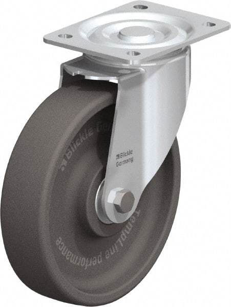 Blickle - 8" Diam x 2" Wide x 9-1/4" OAH Top Plate Mount Swivel Caster - Heat-Resistant Nylon, 770 Lb Capacity, Ball Bearing, 5-1/2 x 4-3/8" Plate - Eagle Tool & Supply