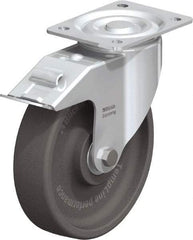 Blickle - 8" Diam x 2" Wide x 9-1/4" OAH Top Plate Mount Swivel Caster with Brake - Heat-Resistant Nylon, 770 Lb Capacity, Ball Bearing, 5-1/2 x 4-3/8" Plate - Eagle Tool & Supply