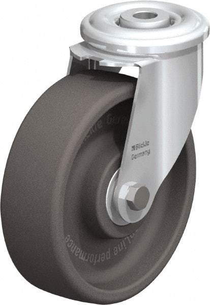 Blickle - 5" Diam x 1-3/16" Wide x 5-7/8" OAH Hollow Kingpin Mount Swivel Caster - Heat-Resistant Nylon, 330 Lb Capacity, Ball Bearing, Hollow Kingpin Stem - Eagle Tool & Supply