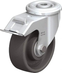 Blickle - 4" Diam x 1-1/2" Wide x 4-59/64" OAH Hollow Kingpin Mount Swivel Caster with Brake - Heat-Resistant Nylon, 330 Lb Capacity, Ball Bearing, Hollow Kingpin Stem - Eagle Tool & Supply