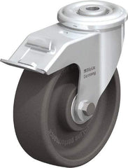 Blickle - 5" Diam x 1-3/16" Wide x 5-7/8" OAH Hollow Kingpin Mount Swivel Caster with Brake - Heat-Resistant Nylon, 330 Lb Capacity, Ball Bearing, Hollow Kingpin Stem - Eagle Tool & Supply