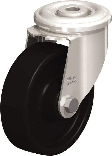 Blickle - 4" Diam x 1-3/16" Wide x 4-59/64" OAH Hollow Kingpin Mount Swivel Caster - Heat-Resistant Phenolic Resin, 275 Lb Capacity, Plain Bore Bearing, Hollow Kingpin Stem - Eagle Tool & Supply