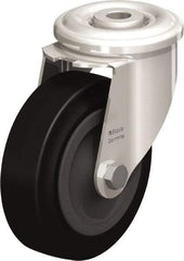 Blickle - 4" Diam x 1-3/16" Wide x 4-59/64" OAH Hollow Kingpin Mount Swivel Caster - Heat-Resistant Solid Rubber, 220 Lb Capacity, Plain Bore Bearing, Hollow Kingpin Stem - Eagle Tool & Supply