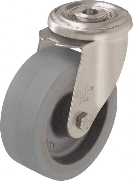 Blickle - 5" Diam x 1-9/16" Wide x 5-7/8" OAH Hollow Kingpin Mount Swivel Caster - Heat-Resistant Silicone Rubber, 264 Lb Capacity, Plain Bore Bearing, Hollow Kingpin Stem - Eagle Tool & Supply